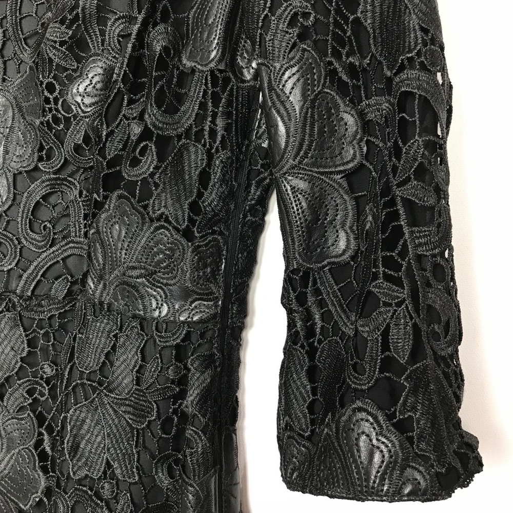 Zara Woman Black Faux Leather Appliqué ALine Dress - Picture 6 of 11